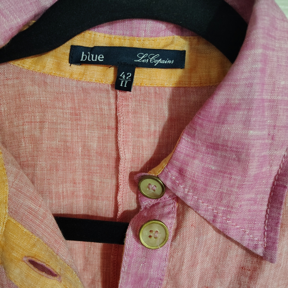 Les Copains Pink and Yellow Linen Shirt